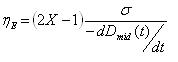 Equation relating mid-filament strain rate to the fluid transient apparent extensional viscosity from McKinley and Tripathi (2000)