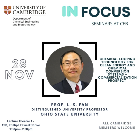 Graphic showing Professor L S Fan and details of his talk